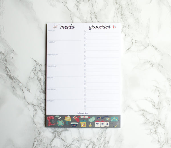 Weekly Magnetic Meal Planner Notepad By Julianne & Co. - Food Planning Organizer And Grocery List Pad, 52 Premium A5 Pages, with Tear Away Perforated Shopping List (Available WITH or WITHOUT a Fridge Magnet)